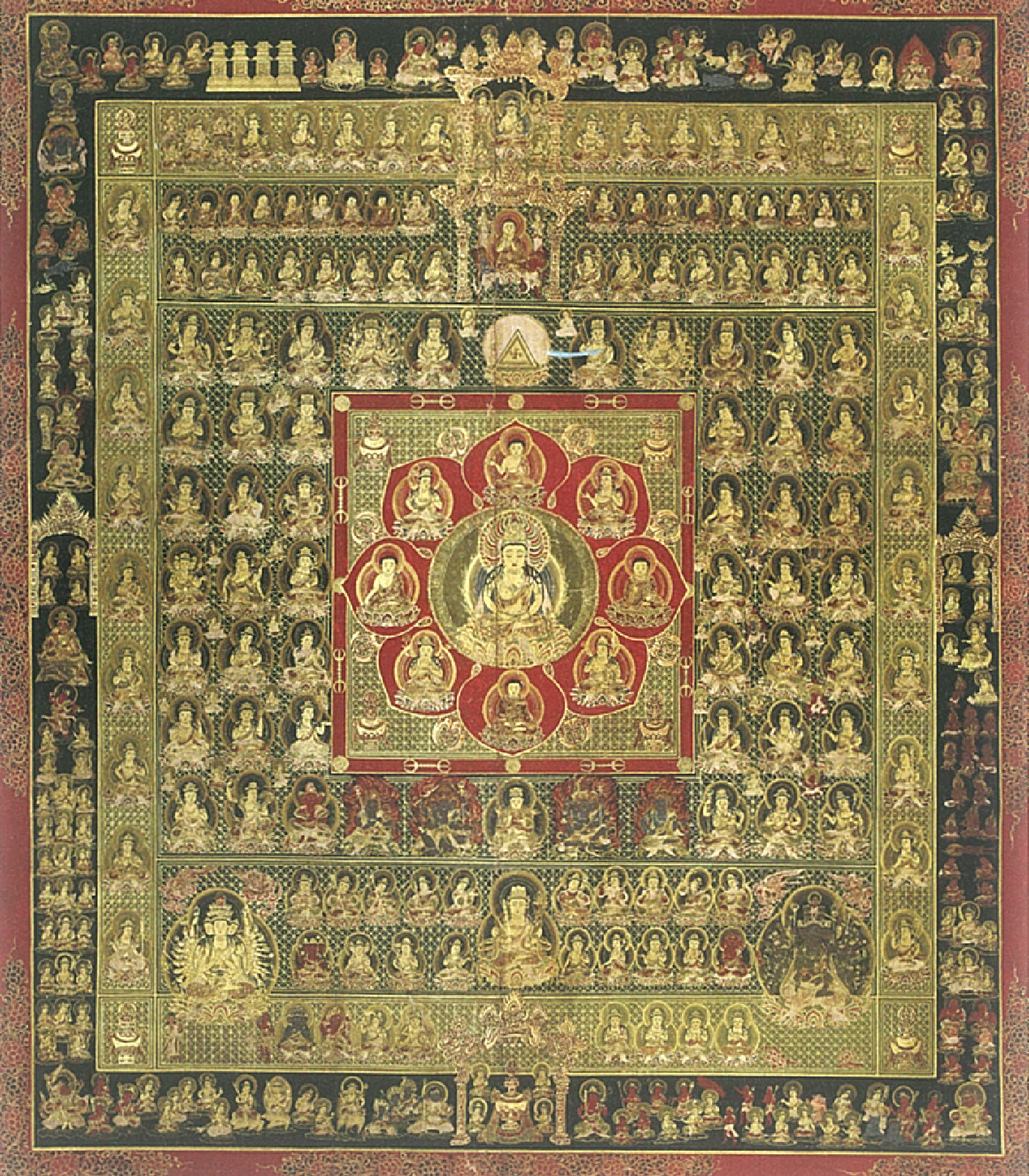 胎蔵界曼荼羅　大判　金箔　超希少 美品　阿含宗 胎蔵界曼荼羅（両界曼荼羅のうち） 文化遺産オンライン